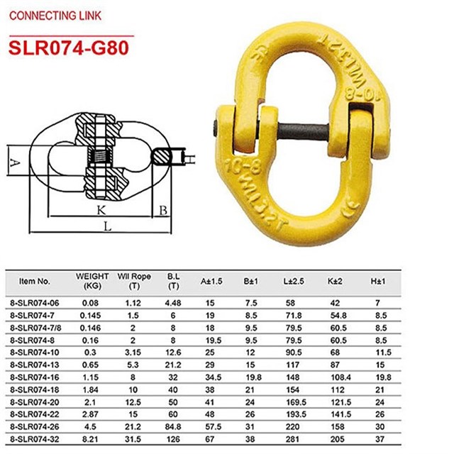 Rigging Hardware Alloy Steel Connecting Chain Link SLR074-G80