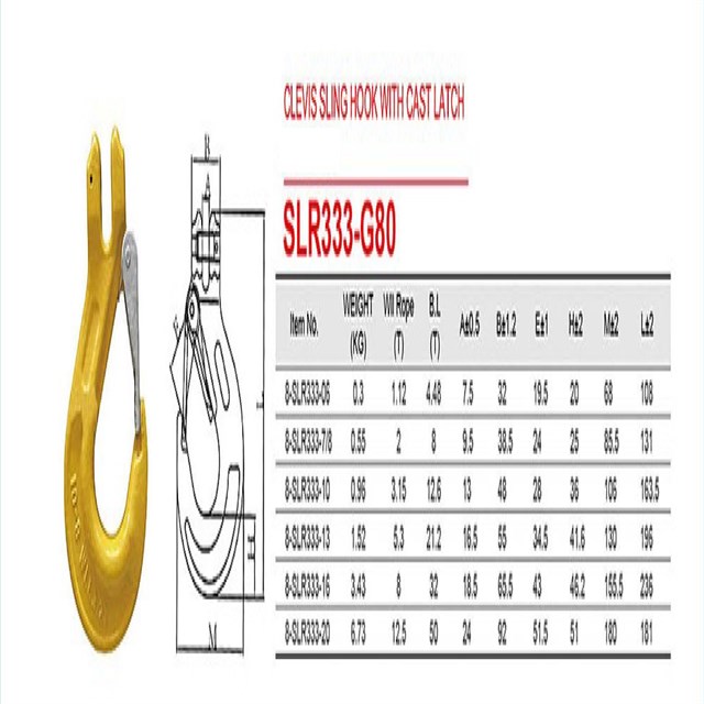 SLR333-G80 Type Clevis Sling Hook With CAST Latch