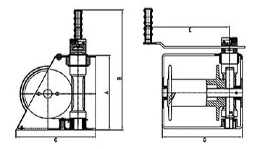HWV 9500lbs Small Wire Rope Hand Winch 4 Layers Drive Ratio 26:1